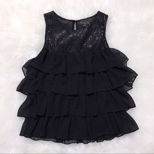 Twentyone-Black Ruffle Blouse w/sequins GUC-Sz Small